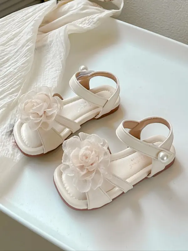 Flower Decorated Sandals, Soft Lightweight Comfortable Sandals for Girls, Elegant Sandals for Wedding Party, Kids Shoes for Summer 3