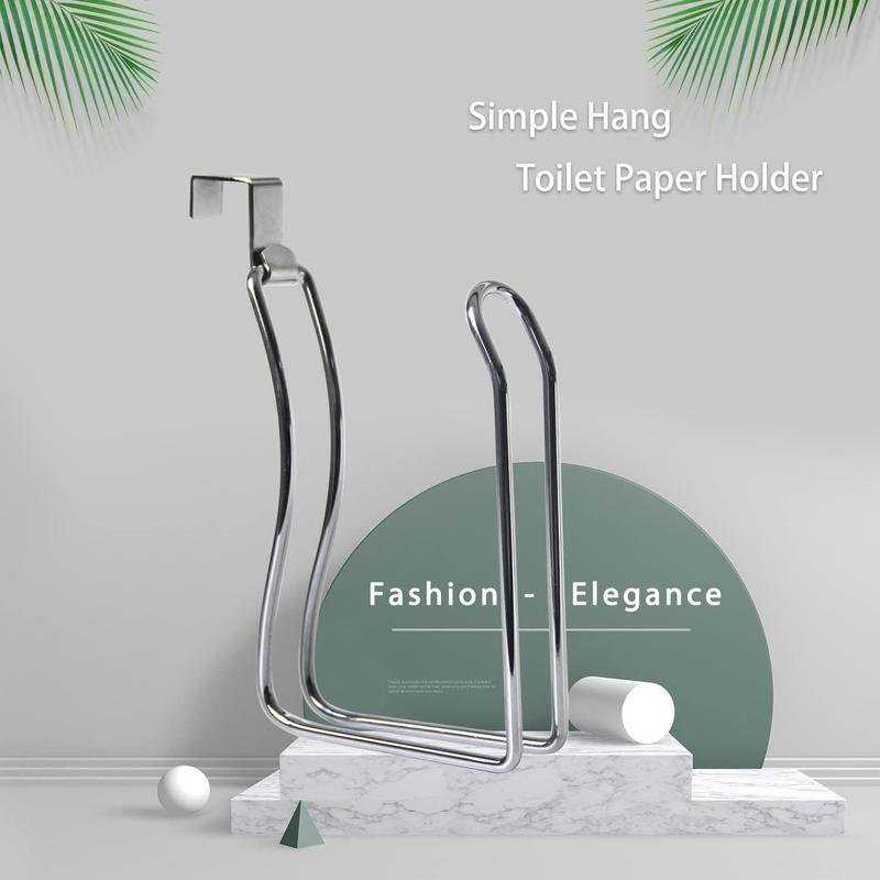 Punch Free Tissue Roll Holder, 1 Count Household Kitchen Paper Roll Organizer, Toilet Paper Towel Hanging Rack for Home Kitchen Bathroom 4