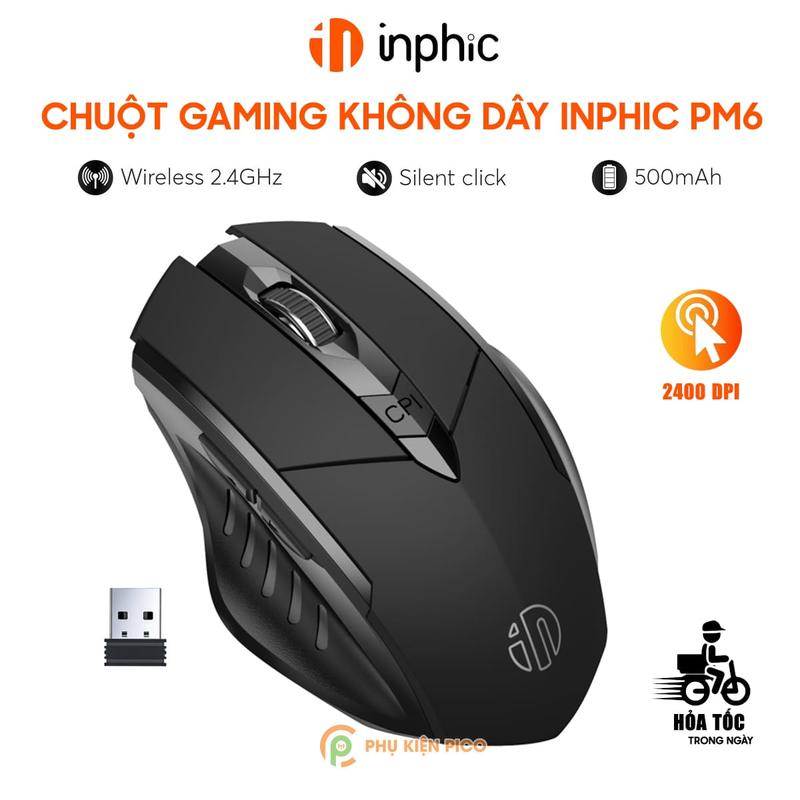 Chuột không dây inphic PM6 gaming sạc pin Wireless - Chuột Inphic PM6 Chơi Game giá rẻ Máy Tính PC Laptop