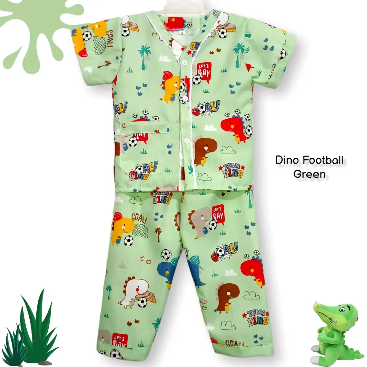 Baju Tidur Anak Laki-laki Usia 1-12 Tahun Motif football Dino Katun Perempuan