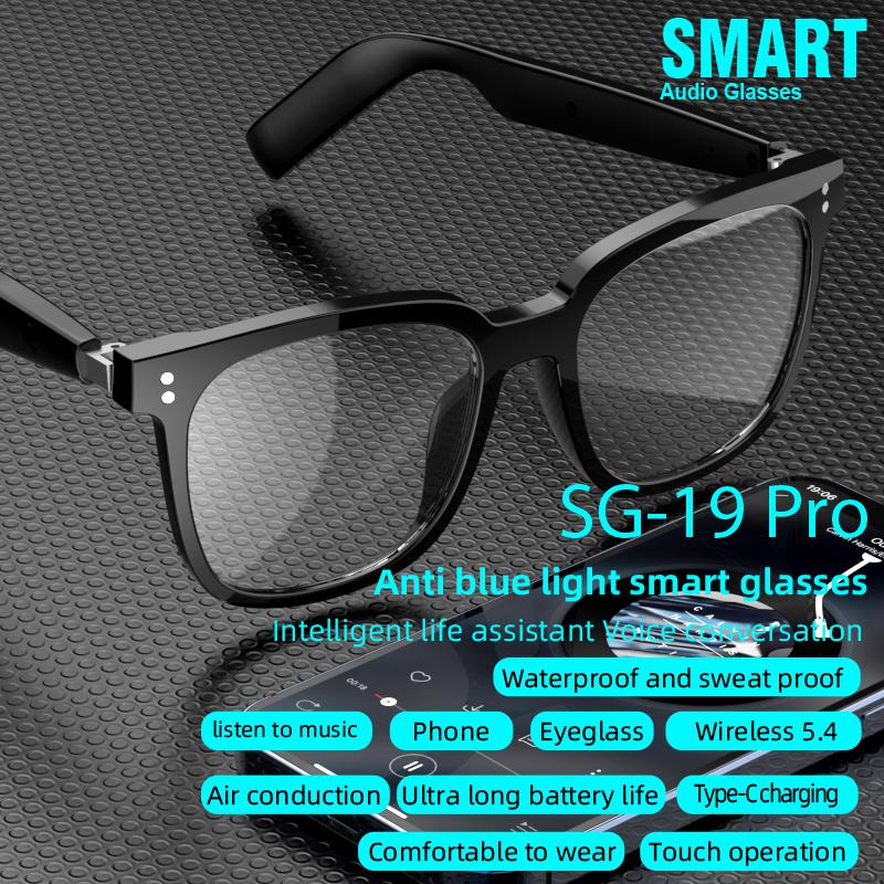 SG-19 Pro All-in-One Sunglasses Clear Lenses Combo with Bluetooth Waterproof Dual Mic Noise Cancellation Smart Glasses 80+80mAh - Image 2