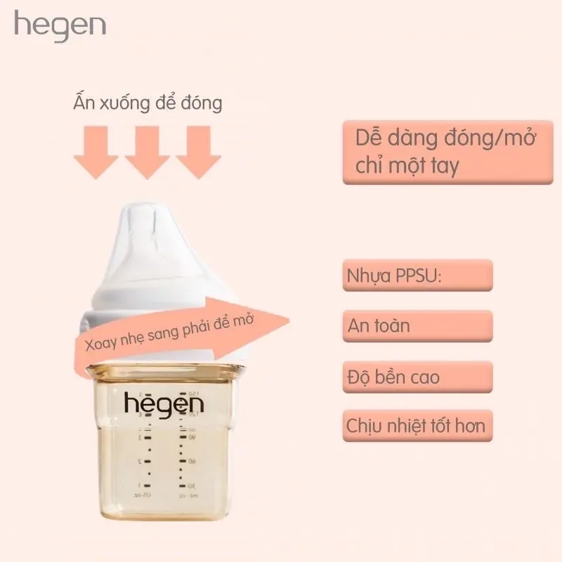 [ Tặng Tay cầm và cây đục núm ] Bình sữa HEGEN Chính hãng 60/150/240/330ml bảo quản sữa cho bé - NGOC APPLE KIDS 1