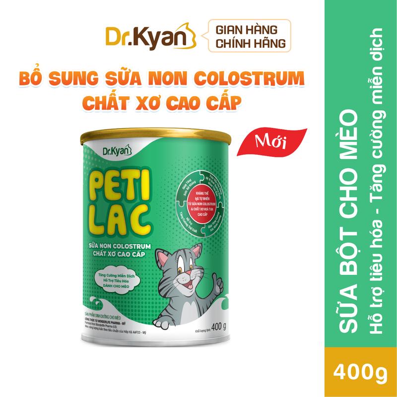 Dr.Kyan - Sữa bột dinh dưỡng PETILAC - Bổ sung sữa non Colostrum & Chất xơ cao cấp cho mèo 400g