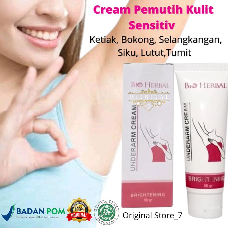 Product Introduction of BIO HERBAL UNDERARM CREAM BRIGHTENING ORIGINAL BPOM KRIM PEMUTIH KULIT KETIAK LUTUT SIKU TUMIT BOKONG SELANGKANGAN CERAH BERSIH PERMANEN Deodorant Mencerahkan Memutihkan Ketek  Hitam Pencerah Tubuh Ketiak 0