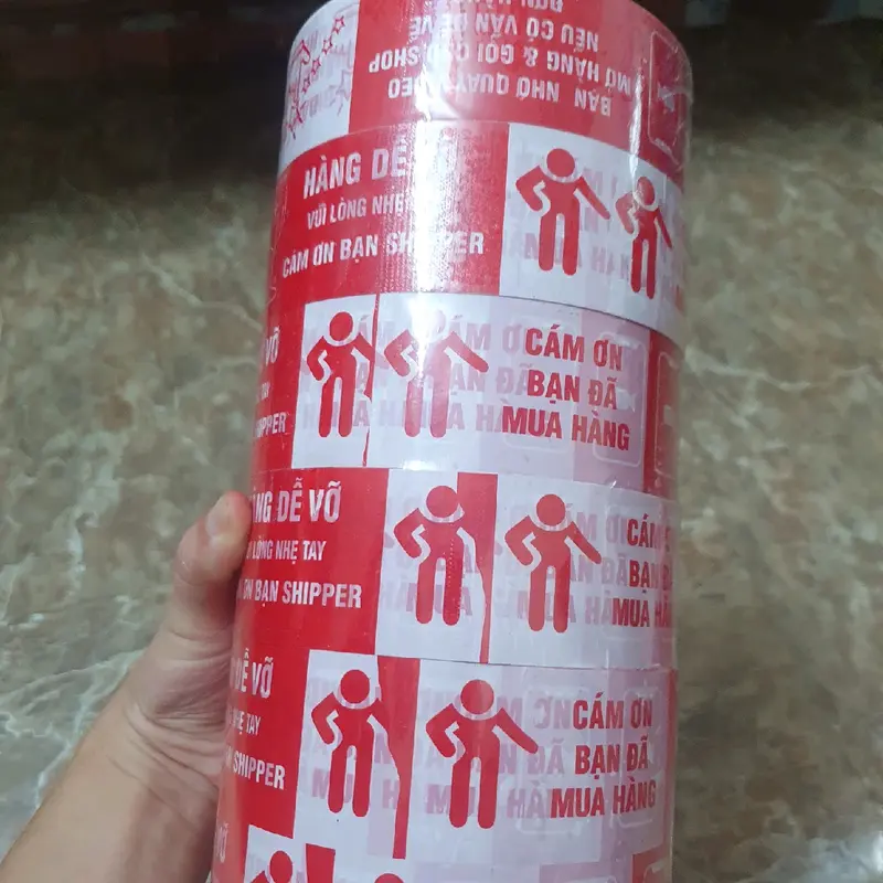 Băng Keo Băng Dính Dễ Vỡ Đỏ Hàng Loại 1 3KG/ Cây 6 Cuộn 3