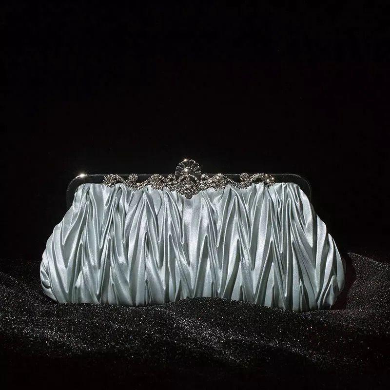 Product Introduction of Lady's New Crossbody Satin Clutch Dress and Cheongsam Women's Portable Rhinestone Bag Mini Clutch Evening Party Bag 6