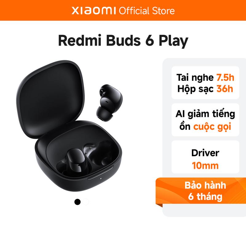【LIVE Tai nghe Bluetooth True Wireless Xiaomi Redmi Buds 6 Play ENC Pin Dài Nhét Tai - Hàng Chính Hãng Bảo Hành 6 Tháng