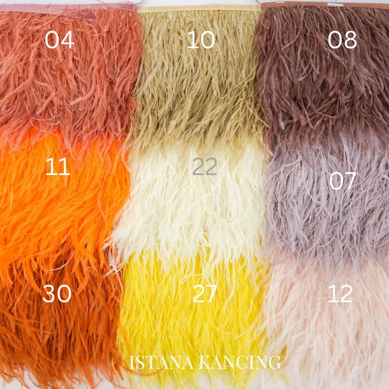 Bulu Ostrich Mewah Import Halus Lembut Panjang 10-15mm Bulu Feathers Bordir Renda 0
