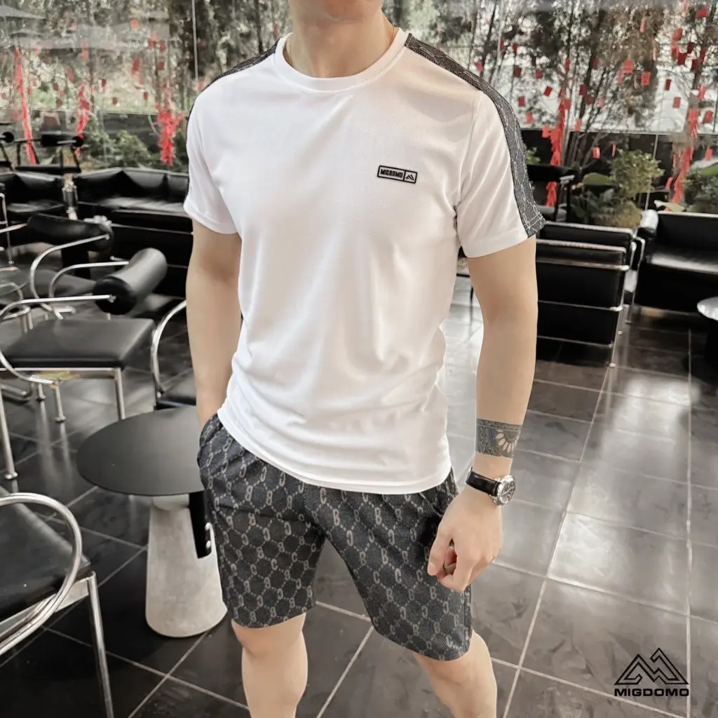 Bộ thể thao nam ngắn tay Mignomo phối viền tay B-C