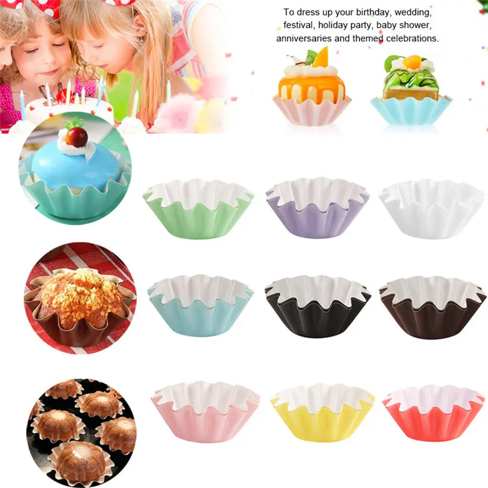 Cake Paper Cup Wax Melt Warmer Liner Candle Liner Leakproof Tray Popper Cup Bread Bottom Tray Thickened Paper Cup Flower-shaped
