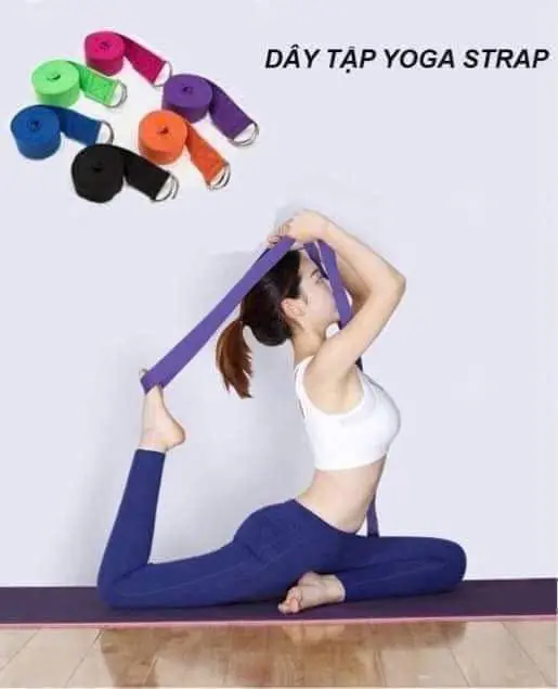Dây tập Yoga chất liệu cotton, bền, đẹp, nhiều màu sắc bắt mắt, hỗ trợ thực hiện các tư thế, động tác yoga cho người tập từ cơ bản đến nâng cao, dài ~1m8 rộng 3,8cm.
