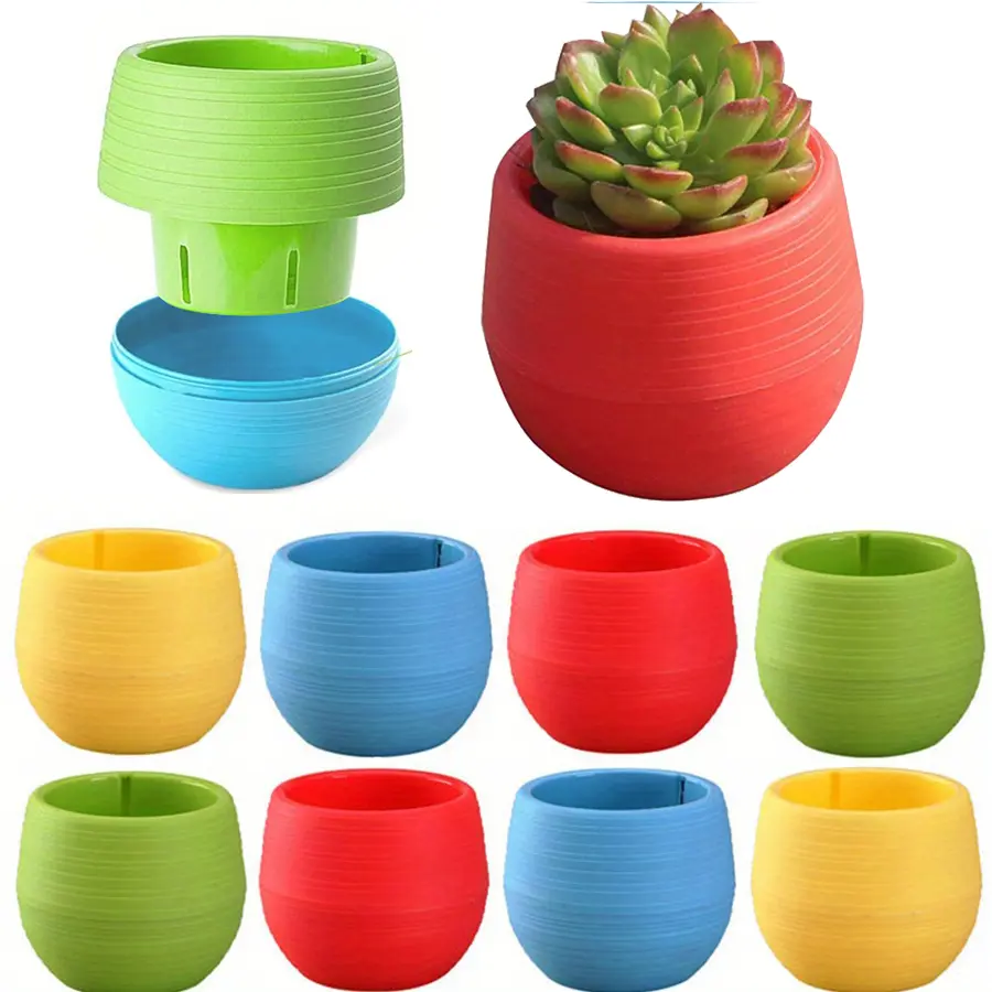 Pasu Bunga Bulat Mini, 6pcs Warna Campuran, dengan Penggabung Boleh ...