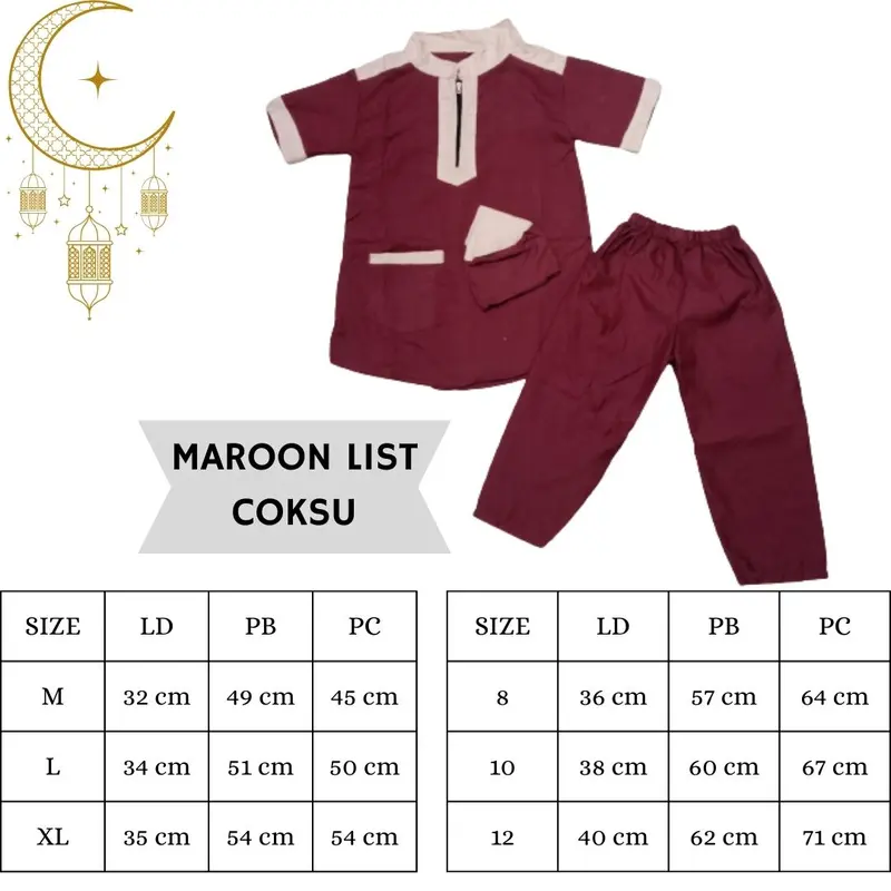 Pakaian Muslim Anak Laki laki Setelan Koko Zipper Polos Usia 2 - 10 Tahun Free  Peci Baju Kurta Celana Panjang pakaian muslim anak laki-laki Pendek Kombinasi Nyaman Kancing Resleting Depan 3