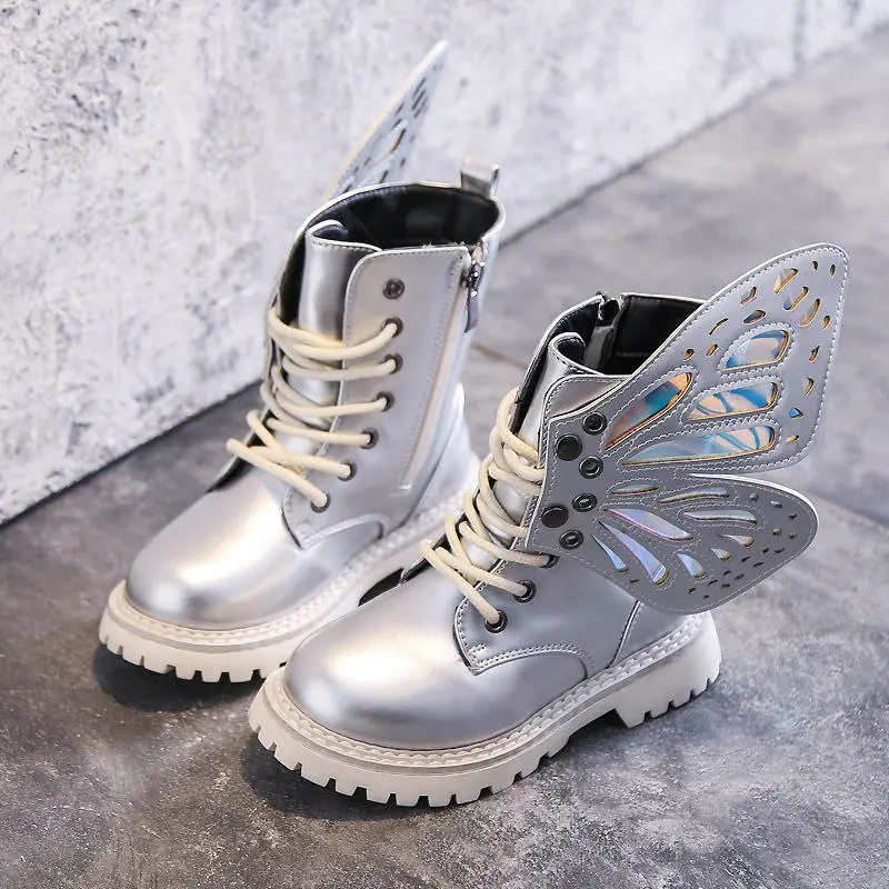 [JEWELS KIDS] PARRIS BUTTERFLY BOOTS/SEPATU BOOTS FASHION ANAK TANGGUNG /SEPATU BOOTS KOREA ANAK/SEPATU SILVER 5
