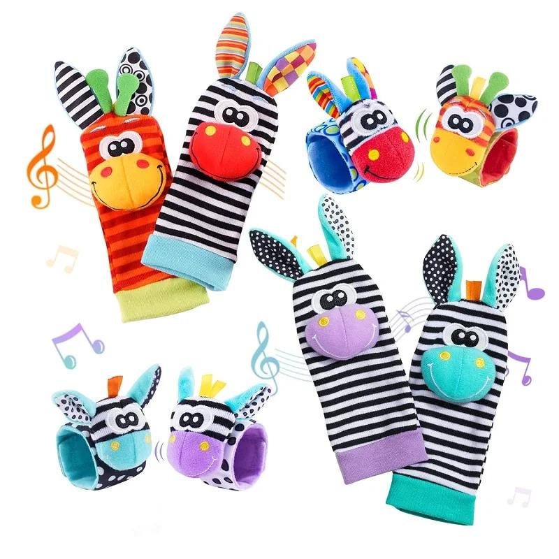 Product Introduction of Baby Toys 0-12 One Months Baby Shake Number Toys Animal Socks Baby Kids Foot-Seeking Wristband Baby Socks Sensory Toys 0-3 10