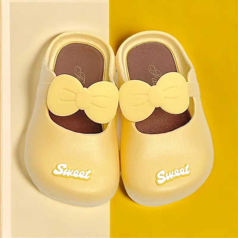 Summer Slippers for Girls Soft Sole Princess Bowknot Toddler Baby Closed-Toe Slippers (24~35)
