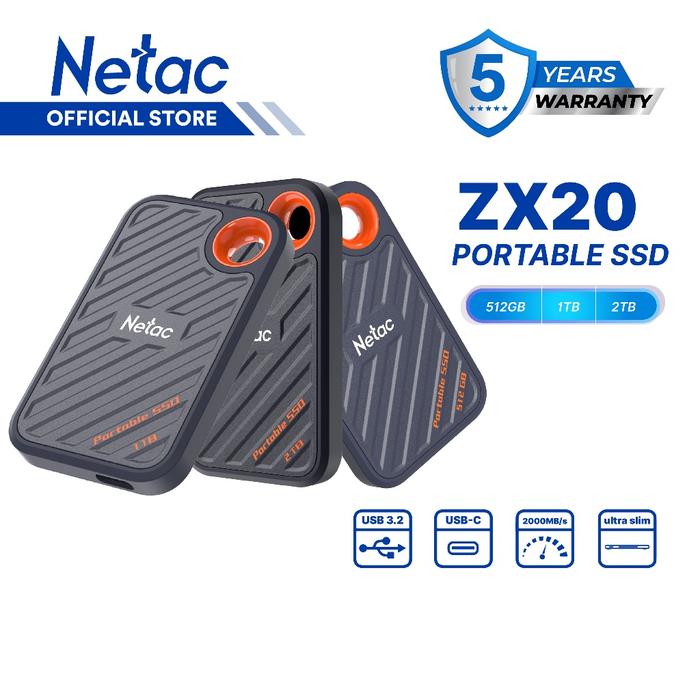 Netac ZX20 II 512GB Portable SSD NVMe SSD, External Hard Drive, USB 3.2