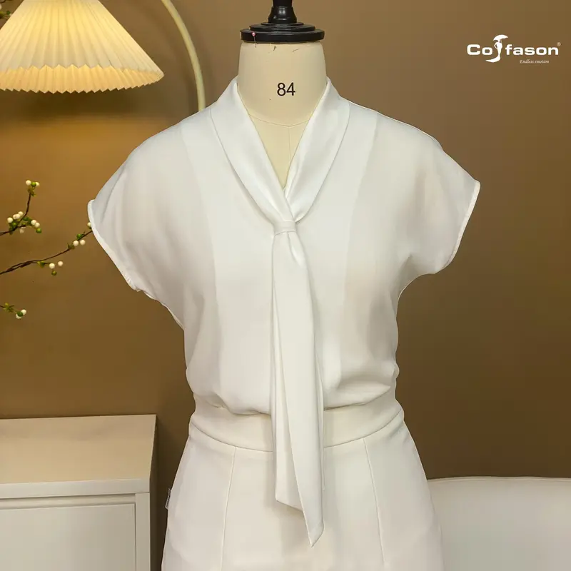 SƠ MI TAY LIỀN CỔ NƠ- 05 Màu Đen/Hồng cam/Hồng dâu đậm/Kem/Trắng-Size S/M/L/XL-Vải voan cát Hàn Quốc-Sơ mi đẹp 0
