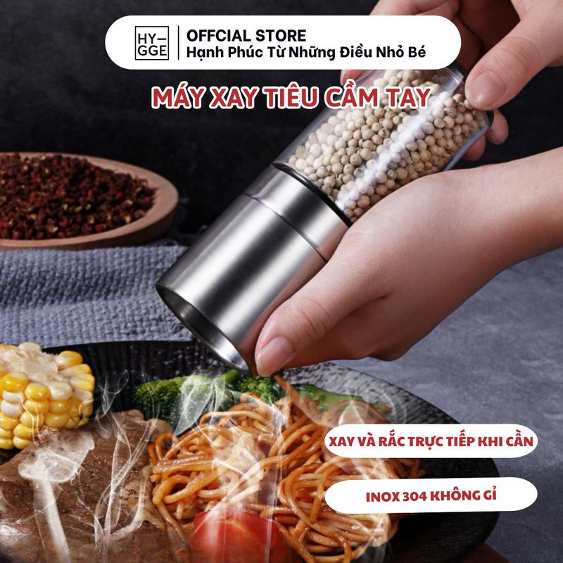 Máy Xay Tiêu Cầm Tay HYGGE Nhỏ Gọn Điều Chỉnh Được Độ Mịn Chất Liệu Inox 304 Không Gỉ Máy Xay Hạt Đa Dụng