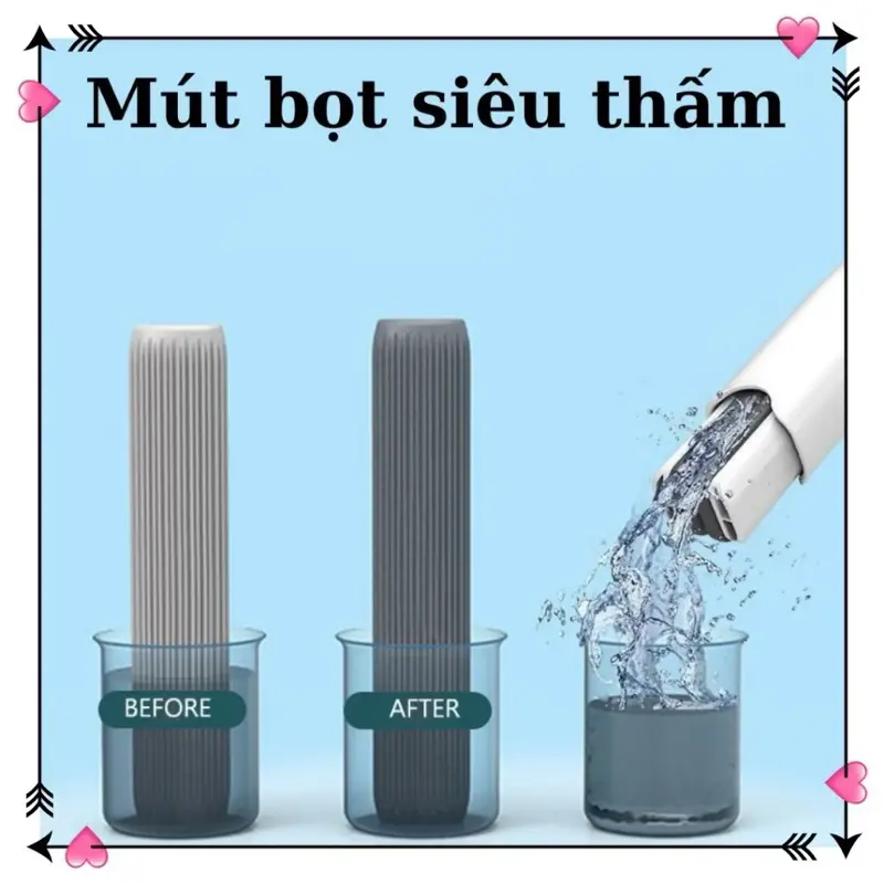 Cây Lau Bàn Bếp Tự Vắt Thông Minh 25cm, Bọt Biển Siêu Thấm Hút Đa Năng, Gập Gọn dễ sử dụng 2
