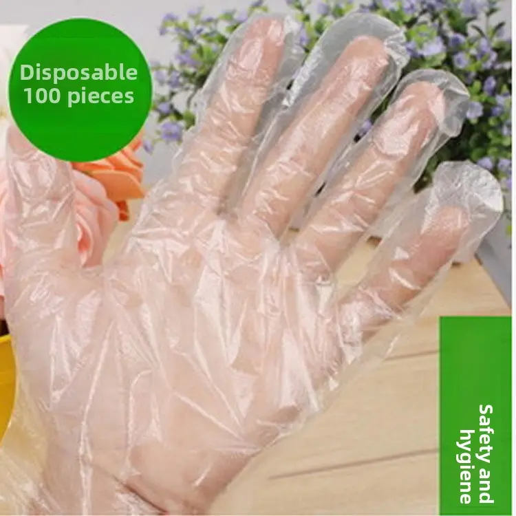 Disposable gloves, plastic food, dishwashing, catering, beauty, household chores, kitchen, thickened, pack of 100 pieces
