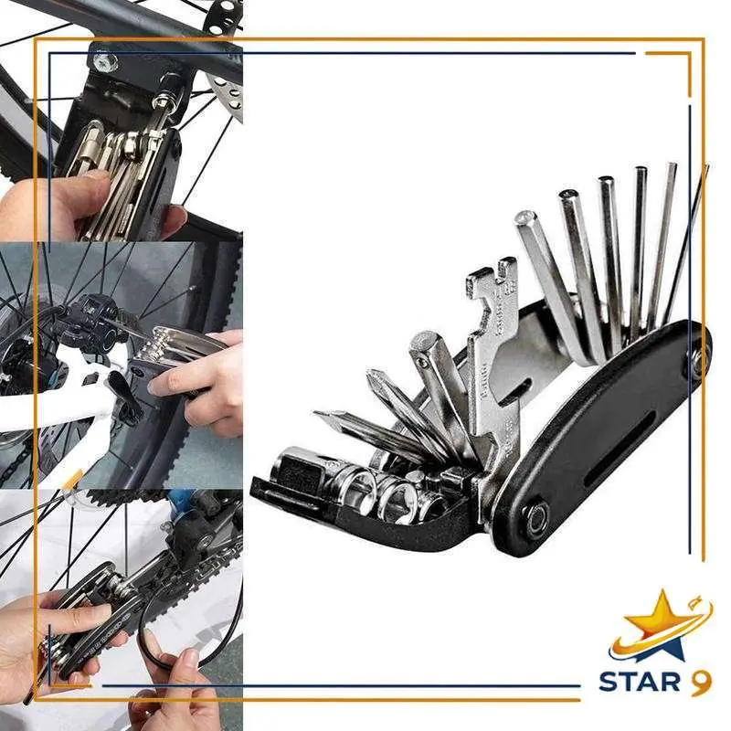 S9 Kunci Set Lipat Bahan CarboonToolkit 16 In 1 Shok Obeng / Kunci Set Sepeda 16 In 1 Multifungsi Tools Kit /  kunci lipat