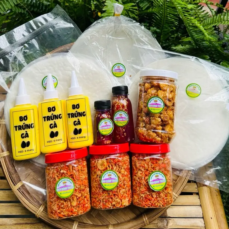[ 159K FREESHIP 3 HỦ HP ] Đồ Ăn Vặt Snack Food ,Bánh tráng phơi sương 450g, hành phi muối ruốc 300gr , hủ tóp mỡ kèm chai sốt tắc, ớt rim, bo 3 chai