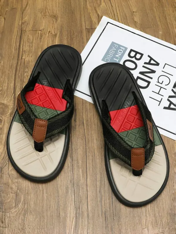 Unisex Trendy Color-block Flip-flops, Casual Comfortable Non-slip Slides for Beach & Casual Outings, Fashionable Slippers for Indoor & Outdoor Wear 6