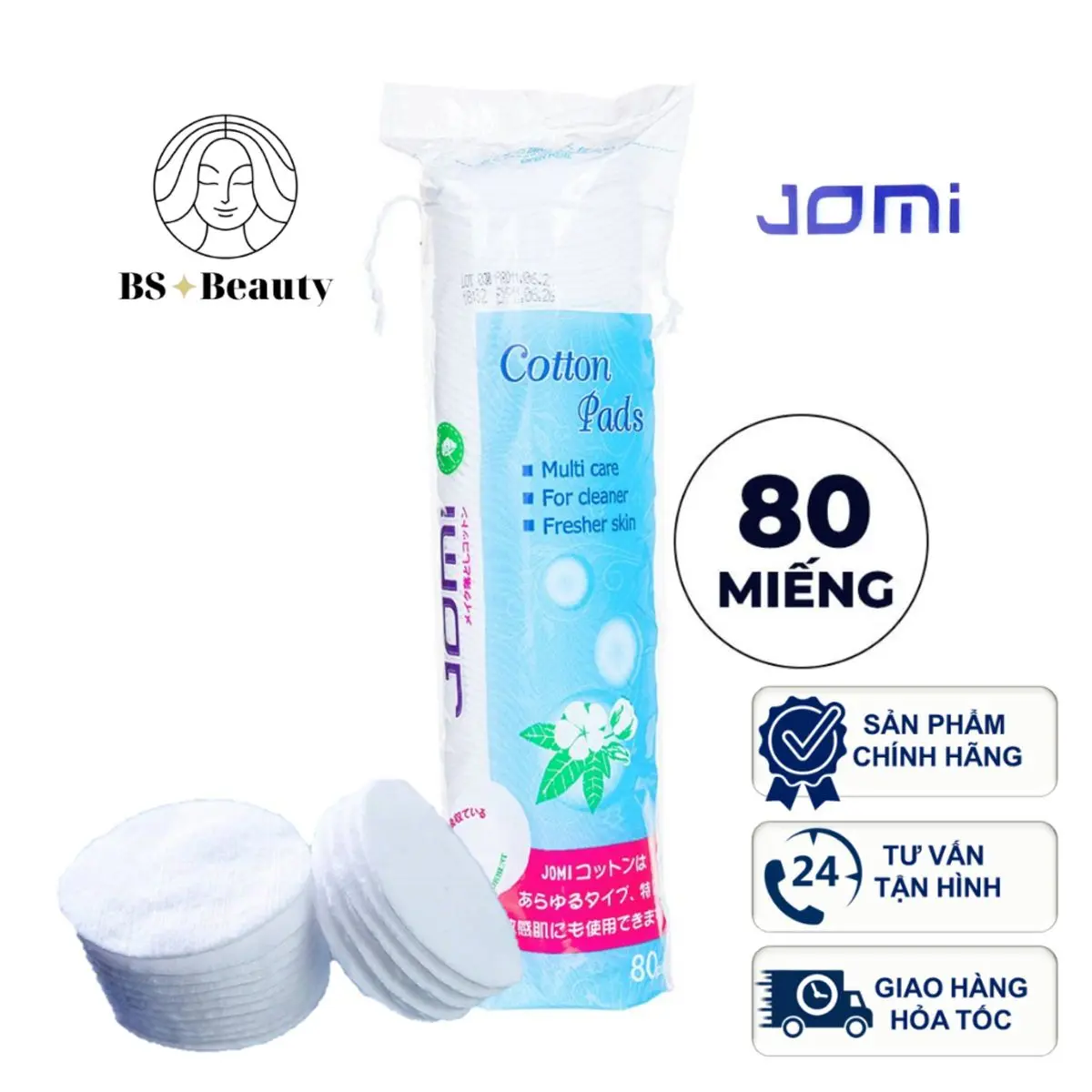 Bông tẩy trang Jomi ( 80 miếng ) Mỹ Phẩm Cosmetic Women Nữ