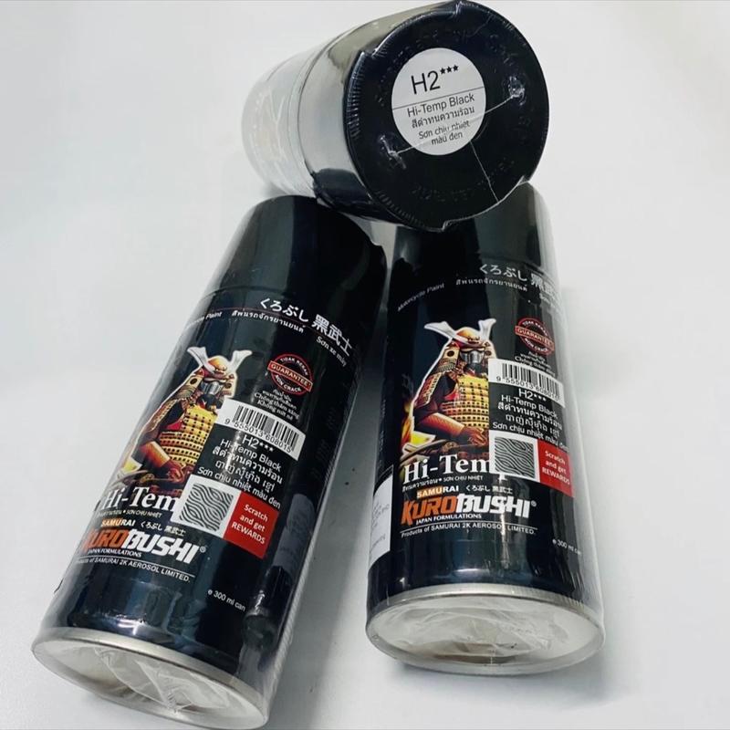 Ông Trùm Chai sơn Samurai H2 chịu nhiệt chống cháy màu đen mờ 300ml