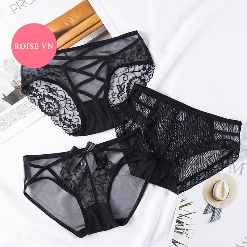 COMBO 4 Quần lót nữ ren mềm màu đen, trắng cao cấp Women R23