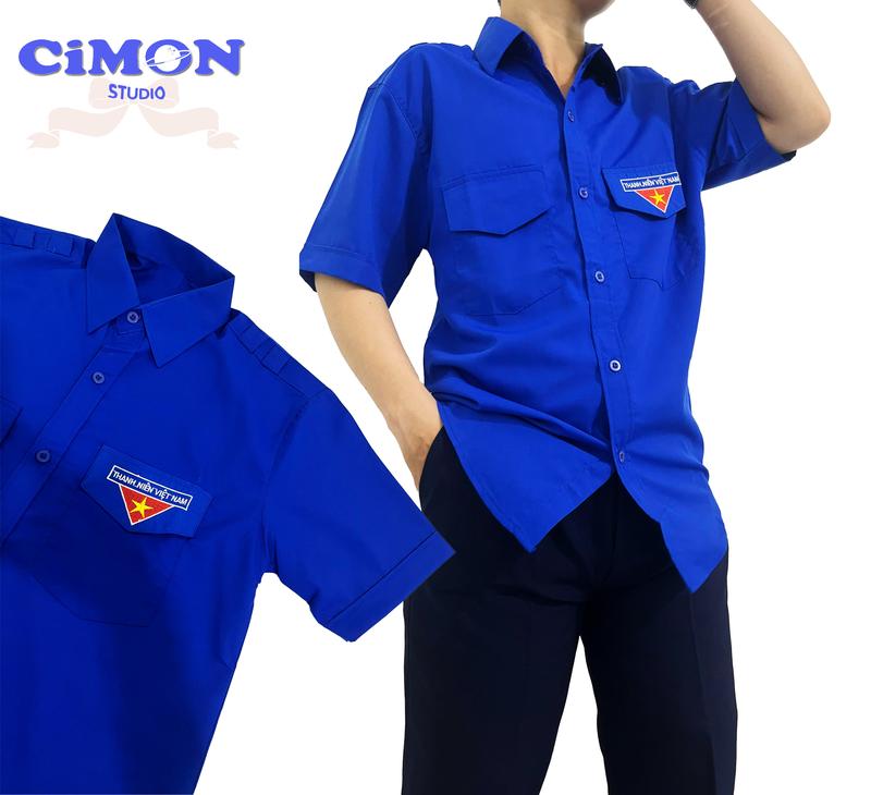 Áo đoàn nam tay ngắn, áo đoàn thanh niên thêu đủ size 7