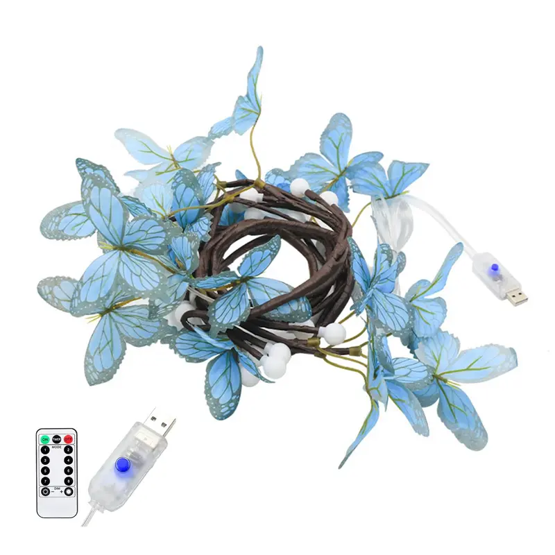 LED Butterfly Willow Vine Fairy String Light, 1 Count USB Powered String Light with 8 Lighting Modes & Remote Control, Decorative Light for Home Party Wedding 8