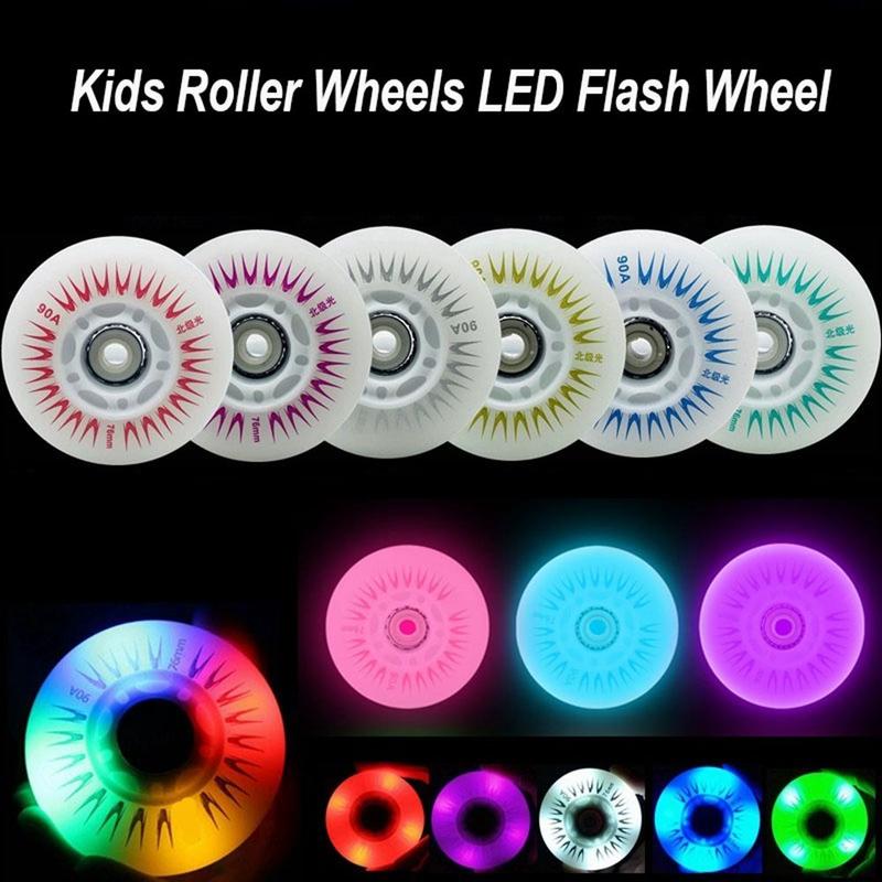 Product Introduction of 4pcs Adults Kids 70mm 68mm 64mm 60mm 62mm Outdoor Inline Skates Flash Wheel Roller Wheels Parts 80mm 76mm 72mm 22