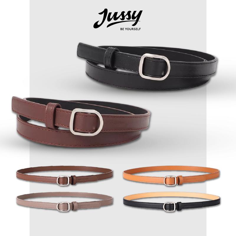 Thắt Lưng Bản Nhỏ Mặt Cong Vuông Cao Cấp JTL26 Jussy Official Dây Nịt Nam Nữ Thời Trang Trẻ Trung Chất Da PU Bền Chắc Titan