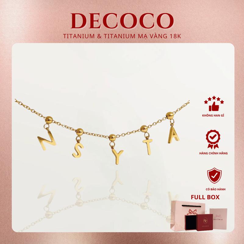 ( XẢ KHO ) KHÔNG ĐEN GỈ - Dây chuyền chữ cái charm treo chữ JUST NAME De Coco Trang Sức vòng  cổ Titan ( Kèm túi giấy + hộp + thiệp )