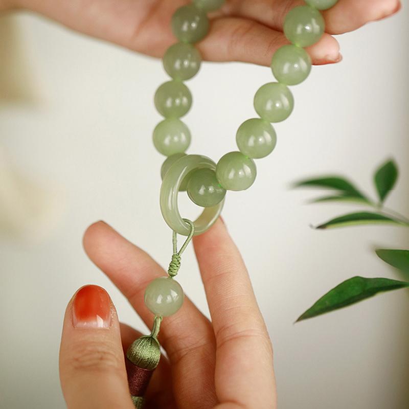 Vòng Cổ Vòng Tay Tua Rua, Hạt 12Mm Đá Xanh Lá Cây, Charm Phật Mala Phật Giáo Tây Tạng Chuỗi Mân Côi Yoga Cho Nam Và Nữ 6