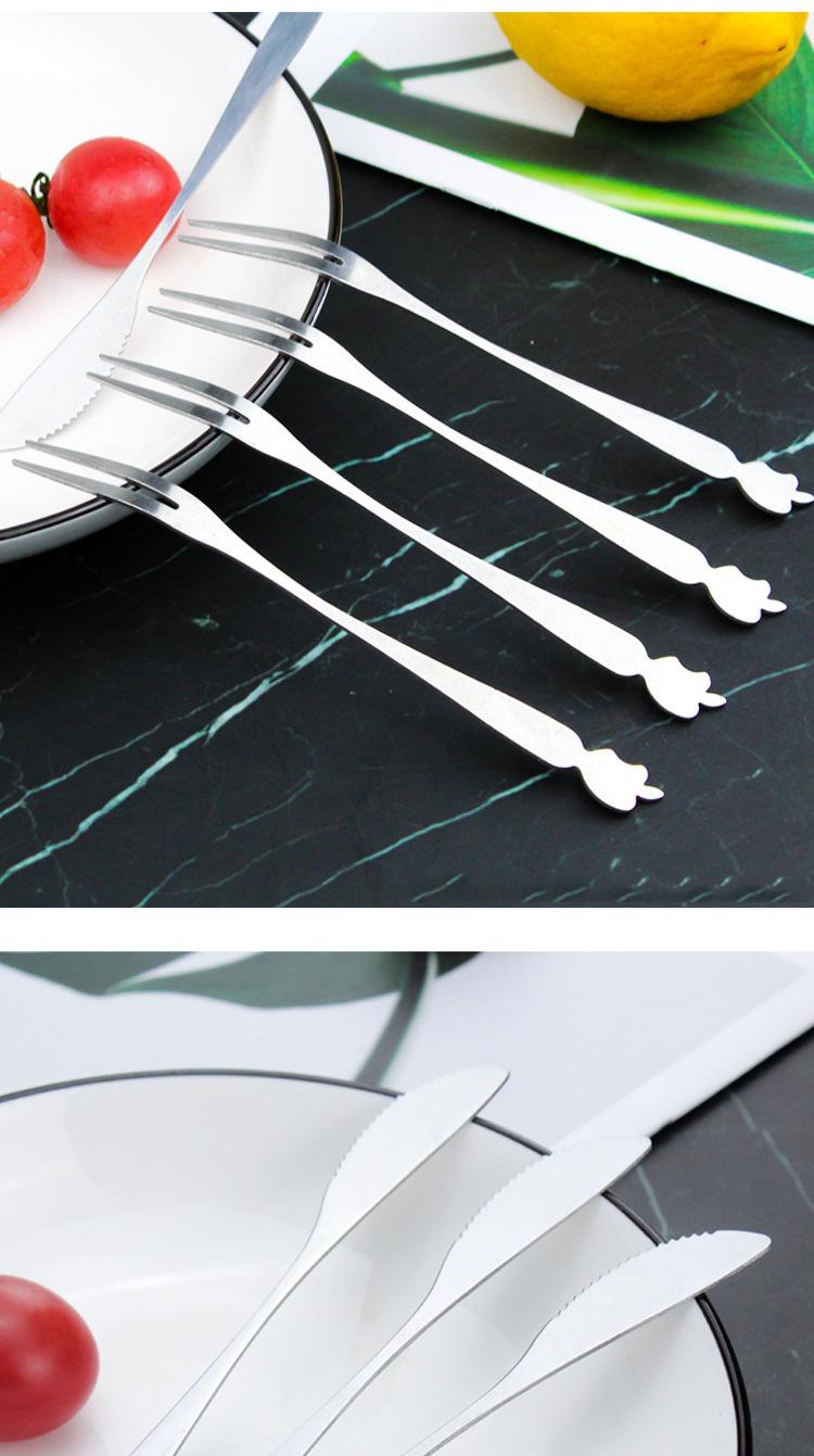 Product Introduction of 304 Stainless Steel Fork Household Fruit Fork Moon Cake Fork Dessert Cake Fork Portable Creative Fruit Toothpick Tableware Set 8