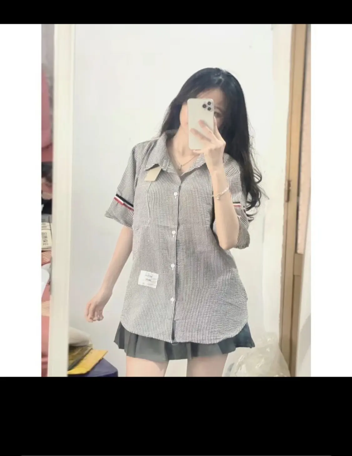 Áo sơ mi nữ cộc tay, áo sơ mi kẻ sọc phong cách hàn quốc size SMLXL