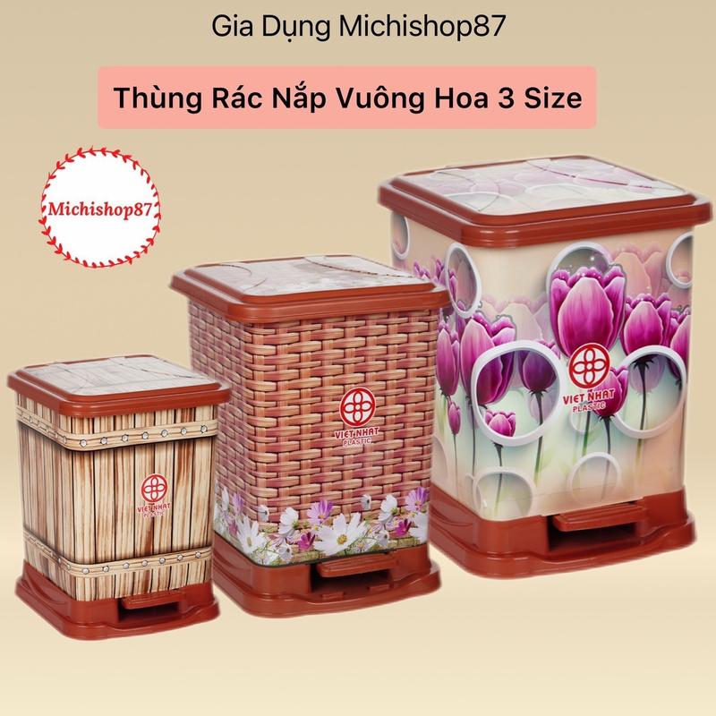 Thùng Rác Đạp Chân Nắp Bật 3 Size Nhựa Việt Nhật, Thùng Rác Văn Phòng, Gia Đình Có Nắp Đậy Tiện Dụng