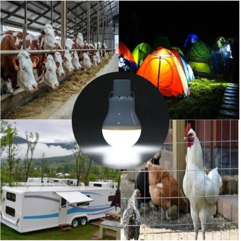 Đèn LED bóng đèn năng lượng mặt trời, không thấm nước, sử dụng ngoài trời, 5V, sạc USB, treo, đèn chạy bằng ánh sáng mặt trời khẩn cấp, Cầm Tay và mạnh mẽ, thích hợp cho sử dụng trong nhà 5