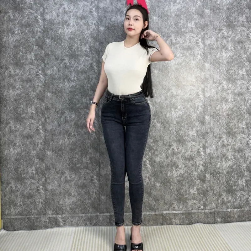 Quần Jean Nữ AKJ D12 Lưng Cao Big Size Màu Xám Women Pants