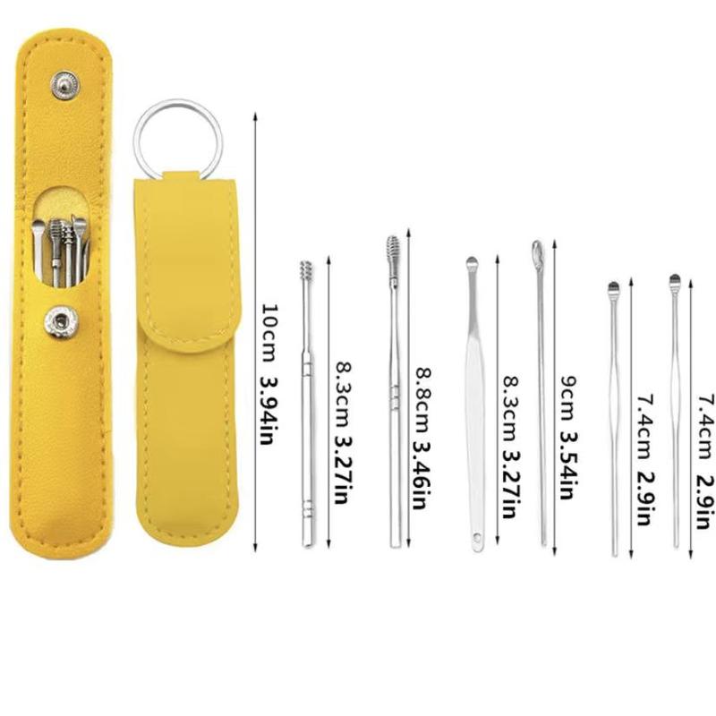 6pcs Ear Wax Cleaning Tool Set With Storage Bag, Portable Ear Pick Tool For Home & Travel 6