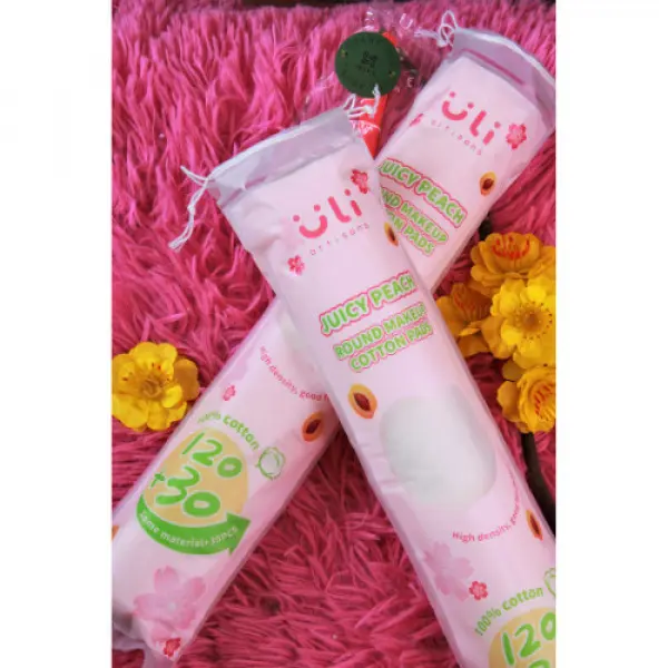 Bông Tẩy Trang Uli Dạng Tròn Juicy Peach Round Makeup Cotton Pad 150 Miếng Mềm Mịn, Dai, Không Kích Ứng Cosmetic 5