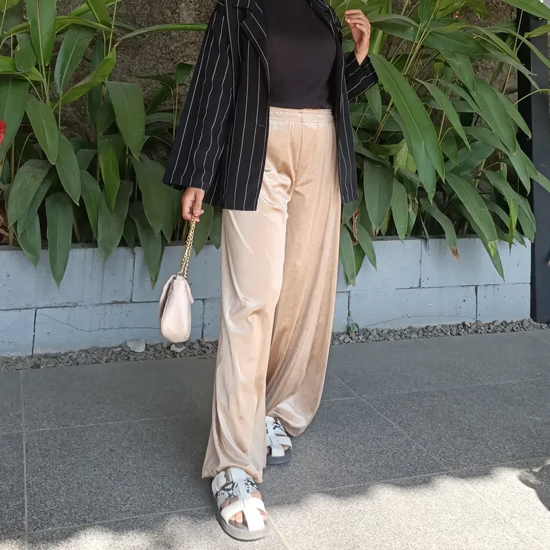 Celana Corduroy wanita  Celana Panjang Wanita Korean Style Loose High Waist Dewasa 8