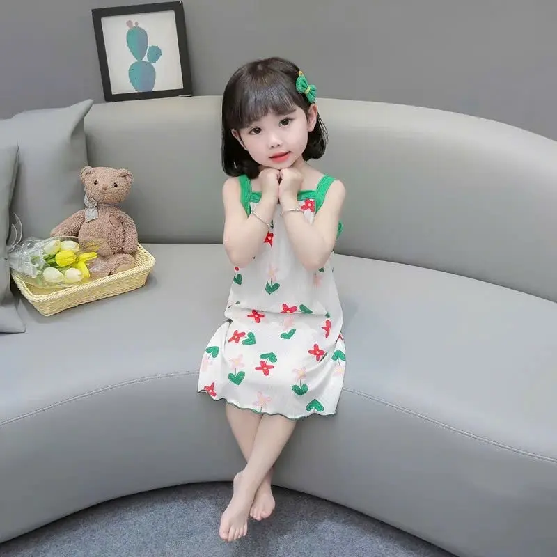 Váy 2 dây cho bé gái chất thun lạnh mềm mát xinh cho bé 9-35kg (H6) 5