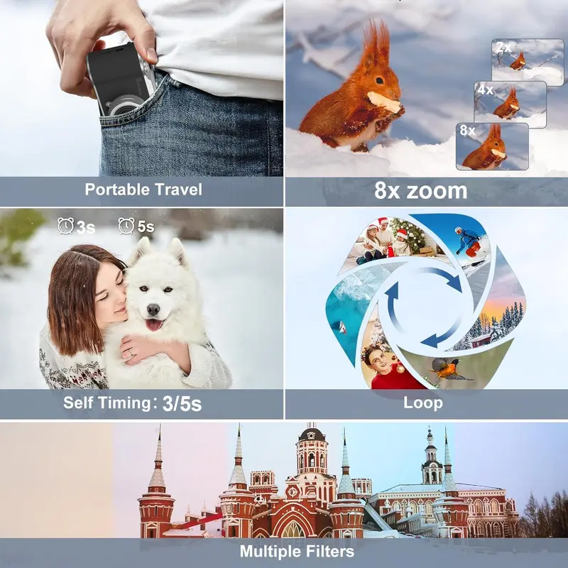 Hd Digital Camera, 180° Flip Screen Camera with Built-in Flash, Portable Camera for Photography & Vlogging, Ideal for Beginners, Live Streaming & Travel, Student Camera 5