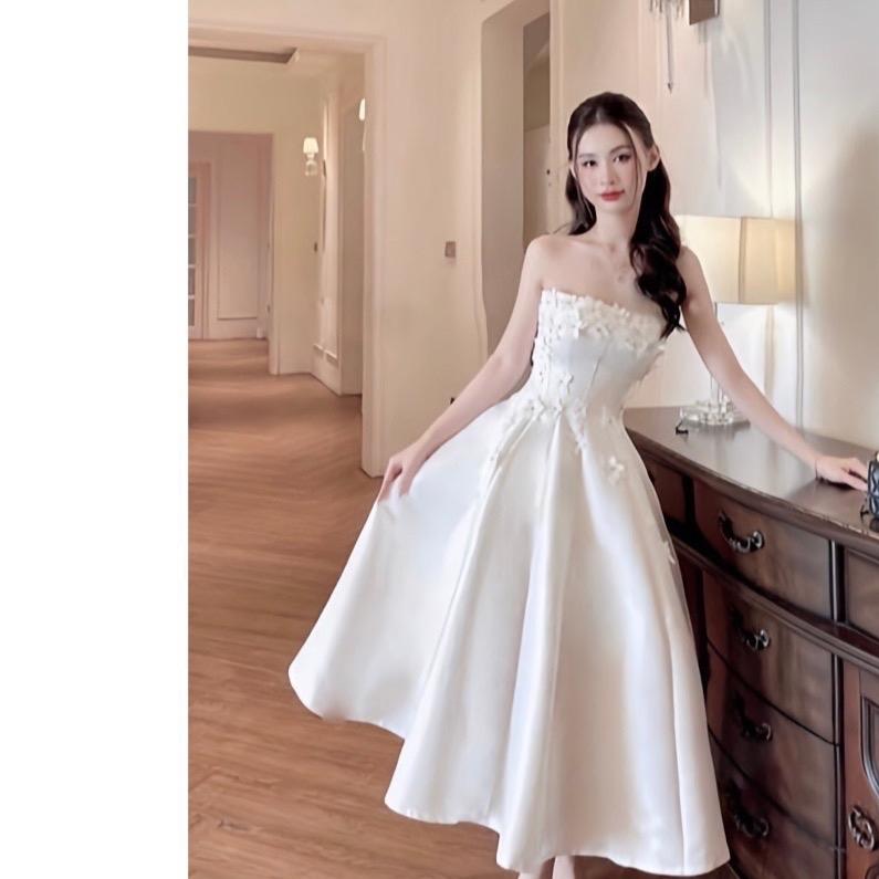 váy dự tiệc Đầm Dự Tiệc ,Đầm Cúp Đính Hoa Dáng Xoè CoSi sang chảnh Nữ Women Dress Trắng Voan đầ m ti ệ c _ ưu tiên bộ sưu tập màu vàng thanh lịch váy thường mặc đen m đóng ngọc đầy màu sắc s đầm maxi