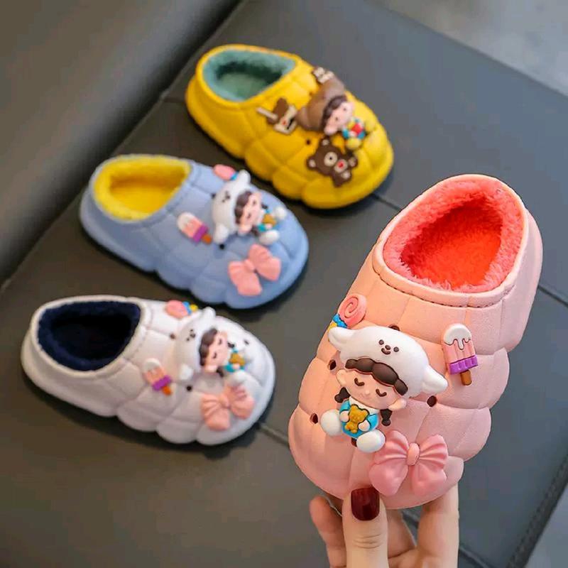 Giày sục sticker lót lông cho bé mã L04 siêu ấm siêu êm cho bé trai gái Jean Sandal