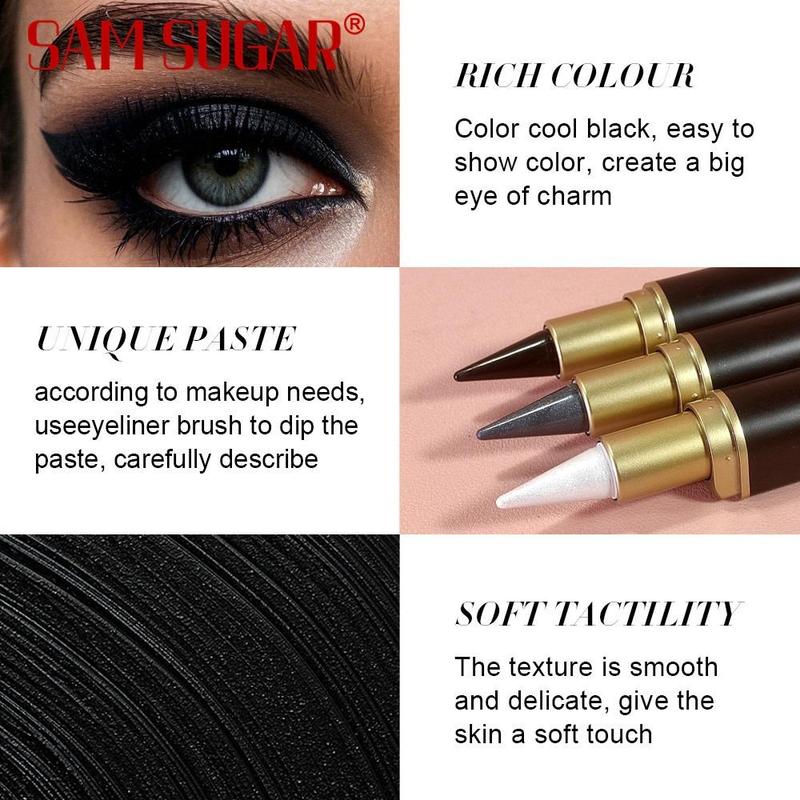 Product Introduction of Waterproof Eyeliner Gel, 2 Counts Long Lasting Smudge Proof Eyeliner, Multi-purpose Highly Pigmented Black Eyeliner for Beginners, Makeup 5